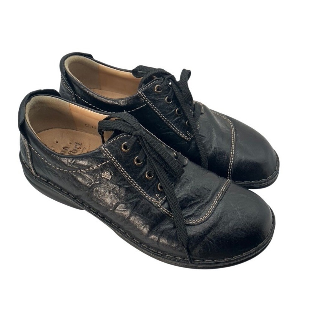 Finn Comfort 81582 Black Leather Lace Up Oxford Shoes Mens EU 41 Made in Germany